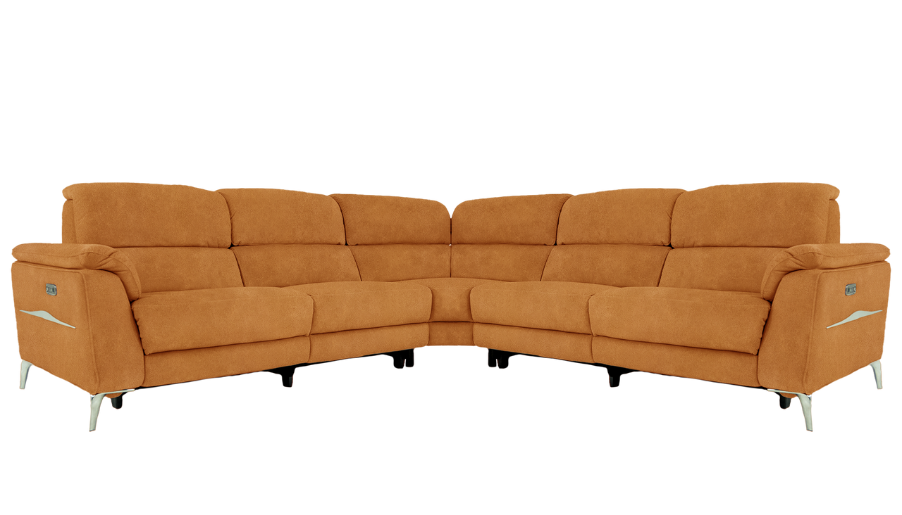 Romeo Large Power Recliner Fabric Corner Sofa with Power Headrests