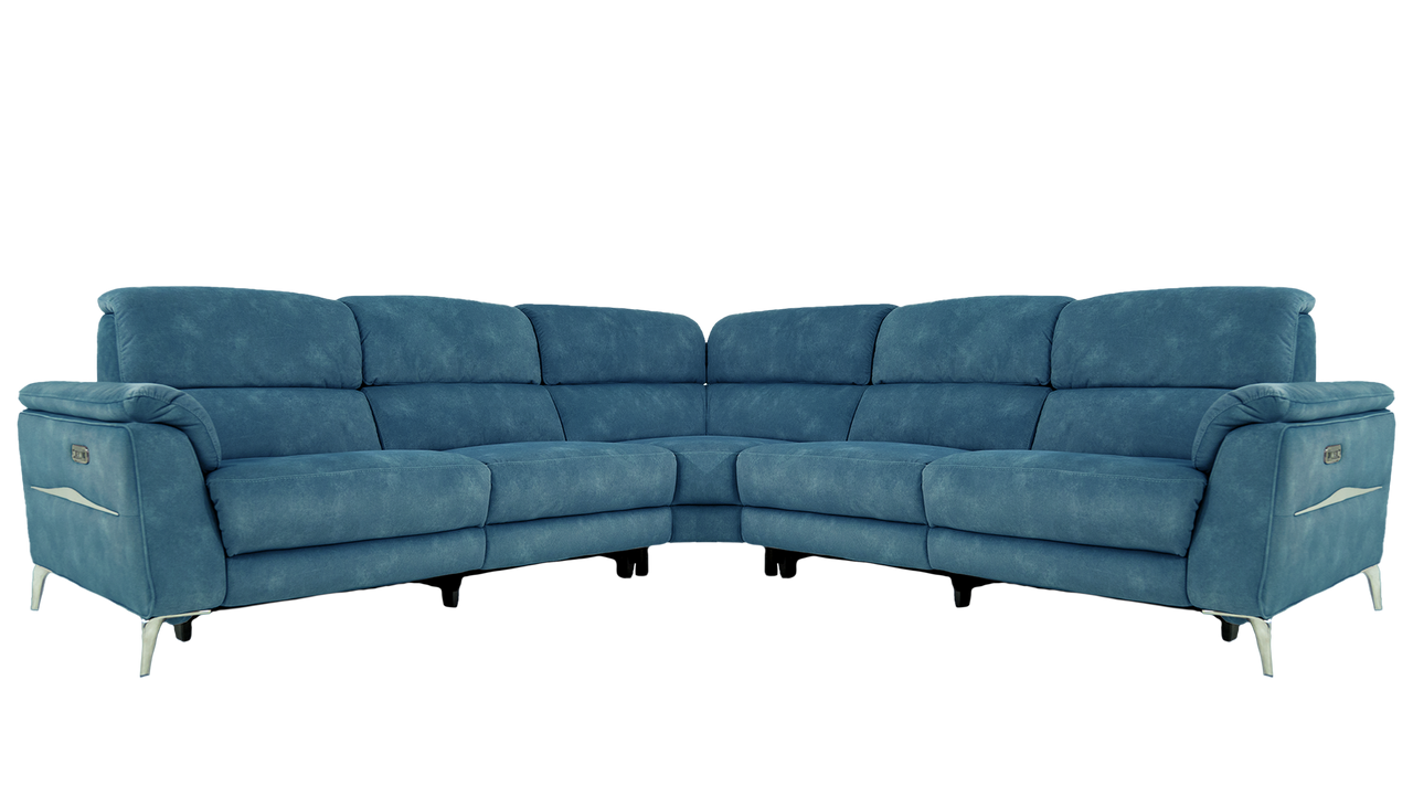 Romeo Large Power Recliner Fabric Corner Sofa with Power Headrests