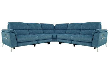 Romeo Large Power Recliner Fabric Corner Sofa with Power Headrests