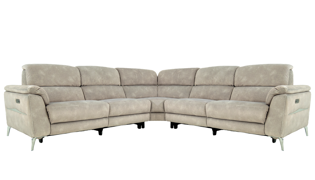 Romeo Large Power Recliner Fabric Corner Sofa with Power Headrests