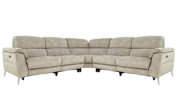 Romeo Large Power Recliner Fabric Corner Sofa with Power Headrests