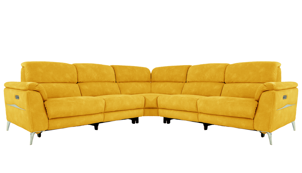 Romeo Large Power Recliner Fabric Corner Sofa with Power Headrests