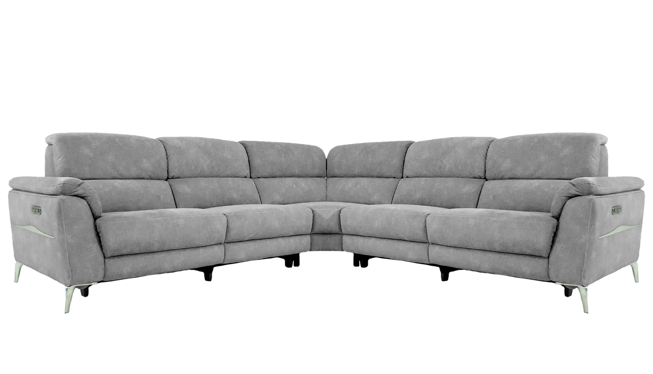 Romeo Large Power Recliner Fabric Corner Sofa with Power Headrests
