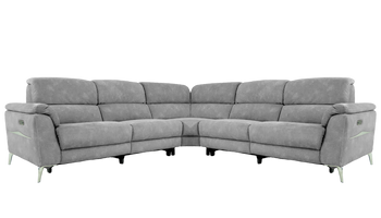 Romeo Large Power Recliner Fabric Corner Sofa with Power Headrests