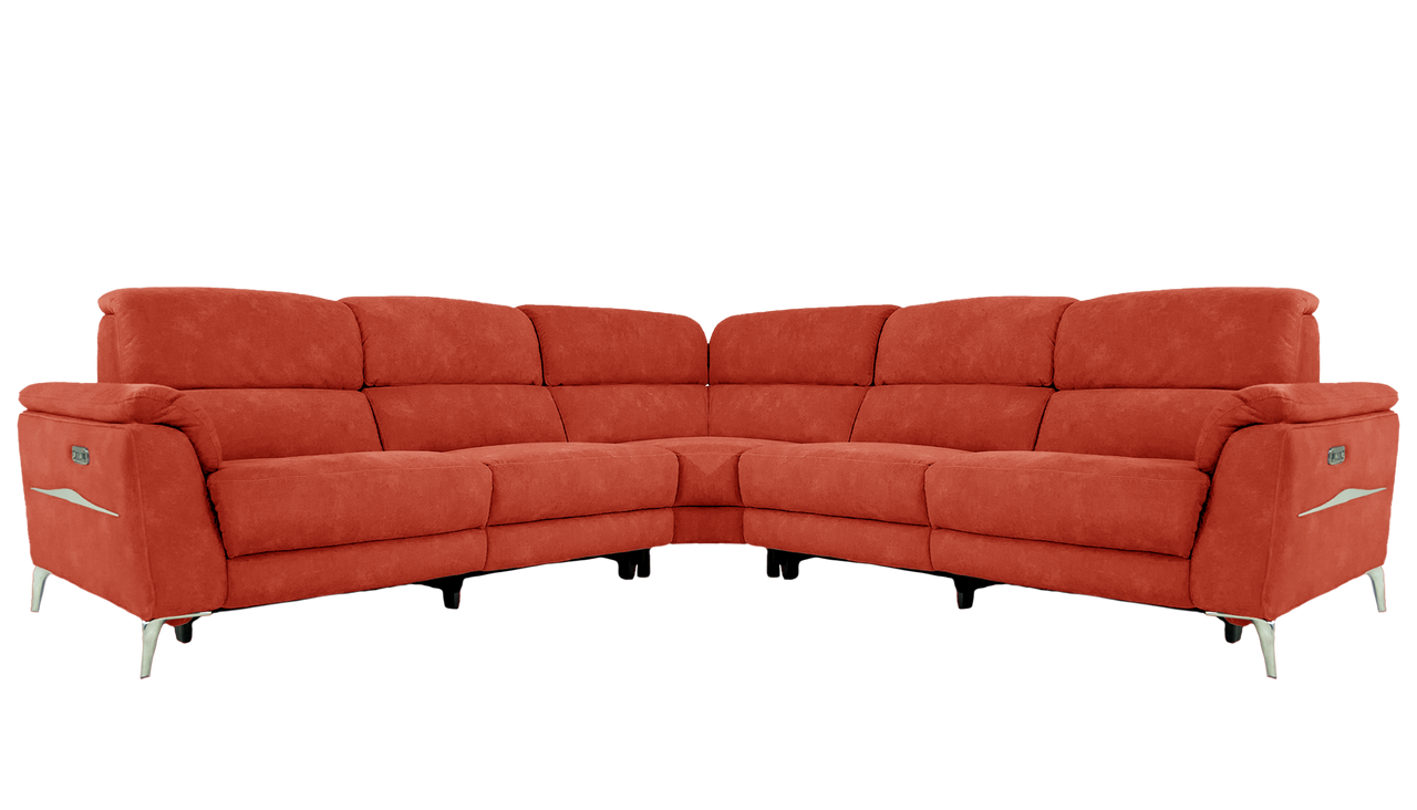 Romeo Large Power Recliner Fabric Corner Sofa with Power Headrests