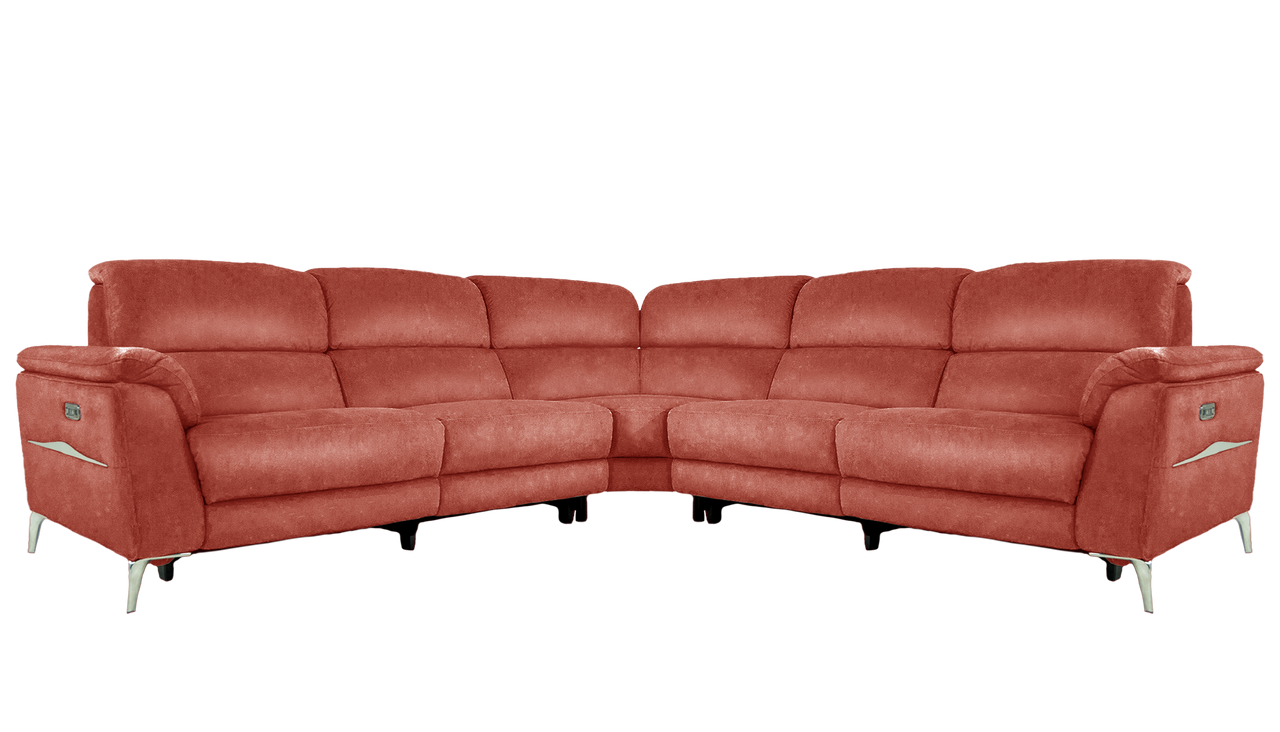 Romeo Large Power Recliner Leather Corner Sofa with Power Headrests