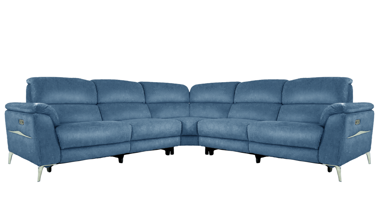 Romeo Large Power Recliner Leather Corner Sofa with Power Headrests