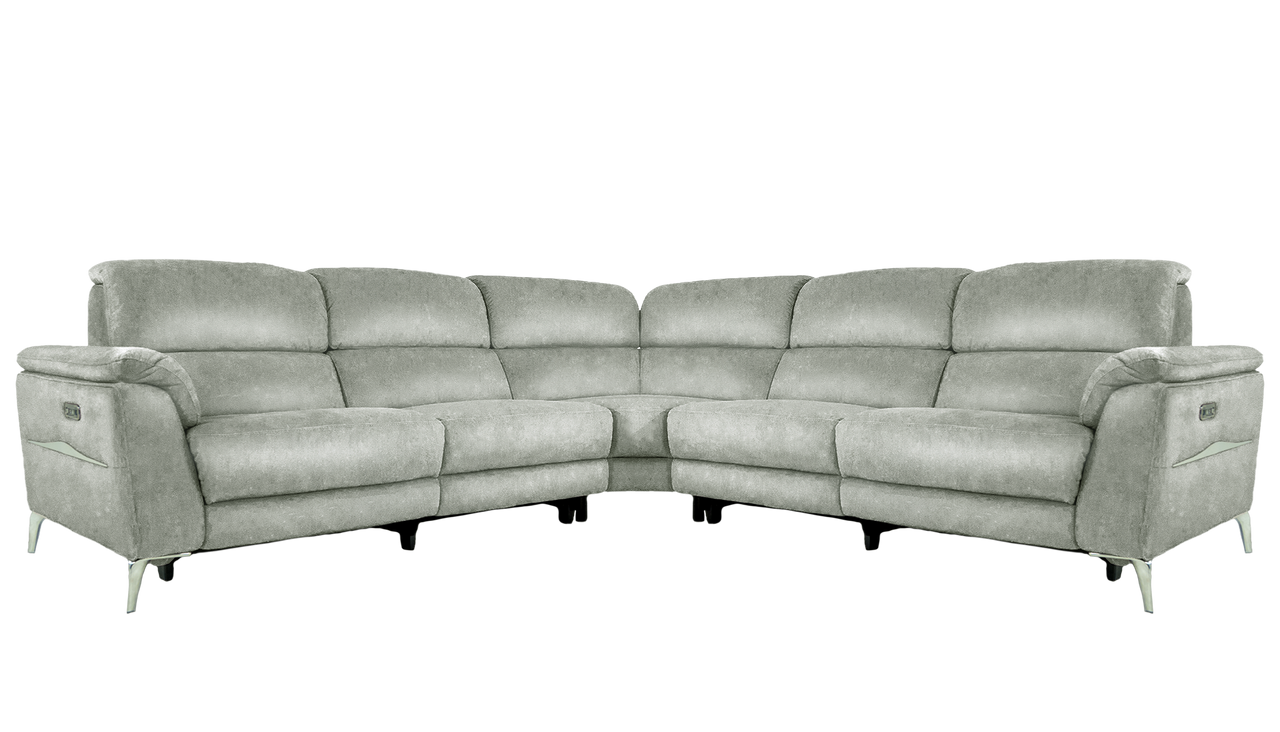 Romeo Large Power Recliner Leather Corner Sofa with Power Headrests