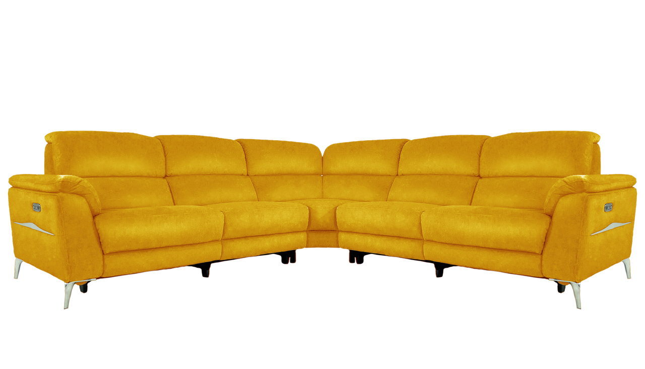 Romeo Large Power Recliner Leather Corner Sofa with Power Headrests