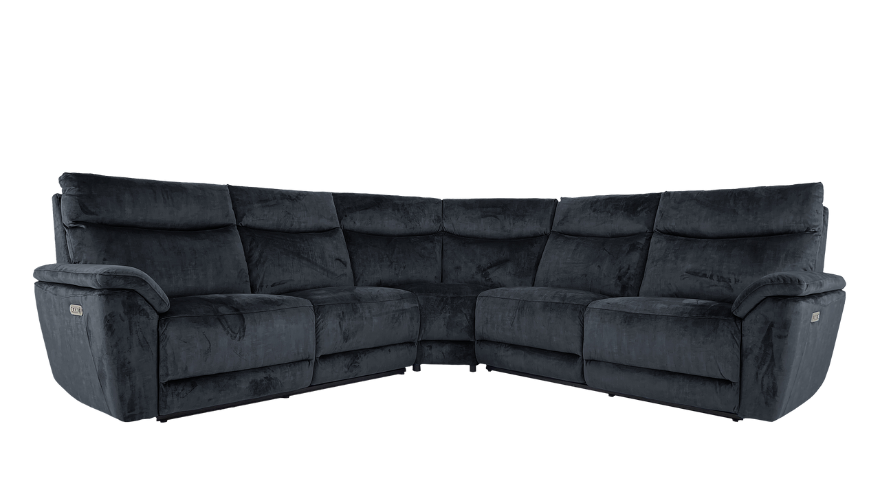 Micah Velvet Large Power Recliner Corner Group With Powered Headrests