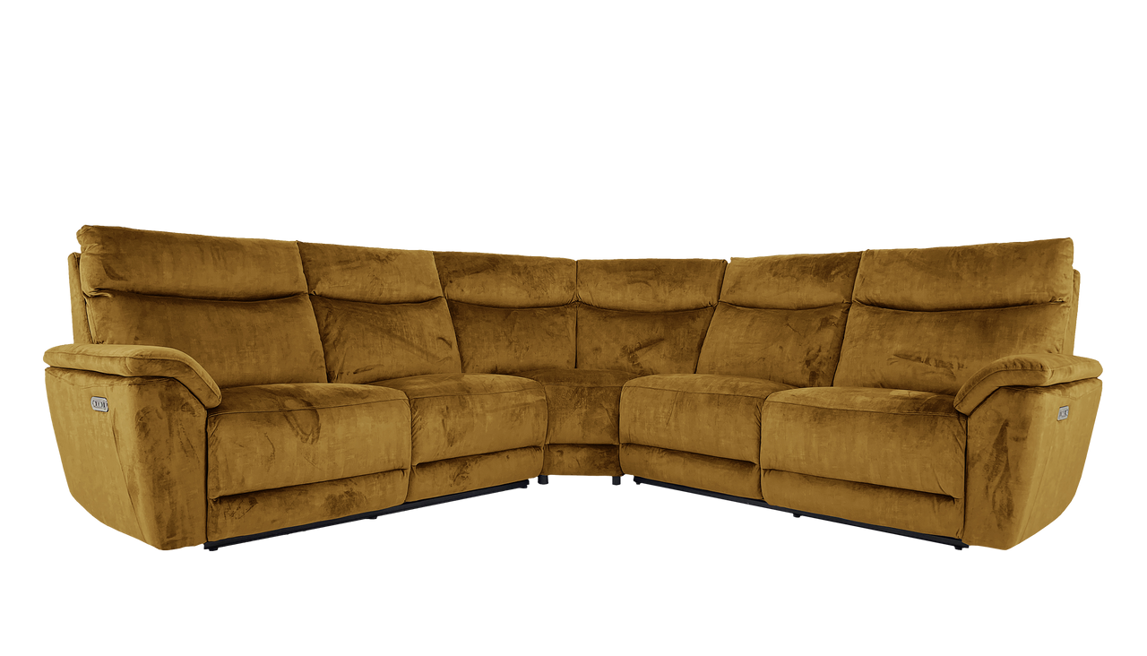 Micah Velvet Large Power Recliner Corner Group With Powered Headrests