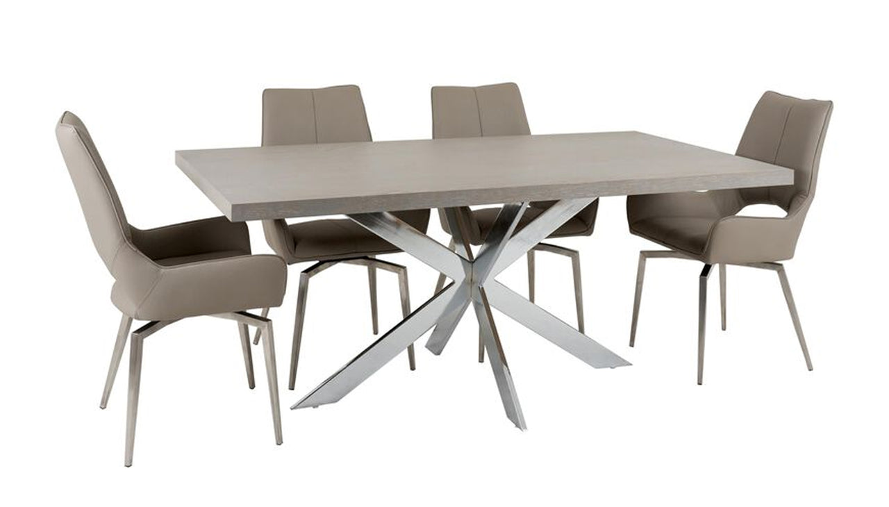 Hollywood 1.8m Dining Table With 4 Swivel Chairs