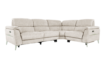 Romeo Power Recliner Fabric Corner Sofa with Power Headrests