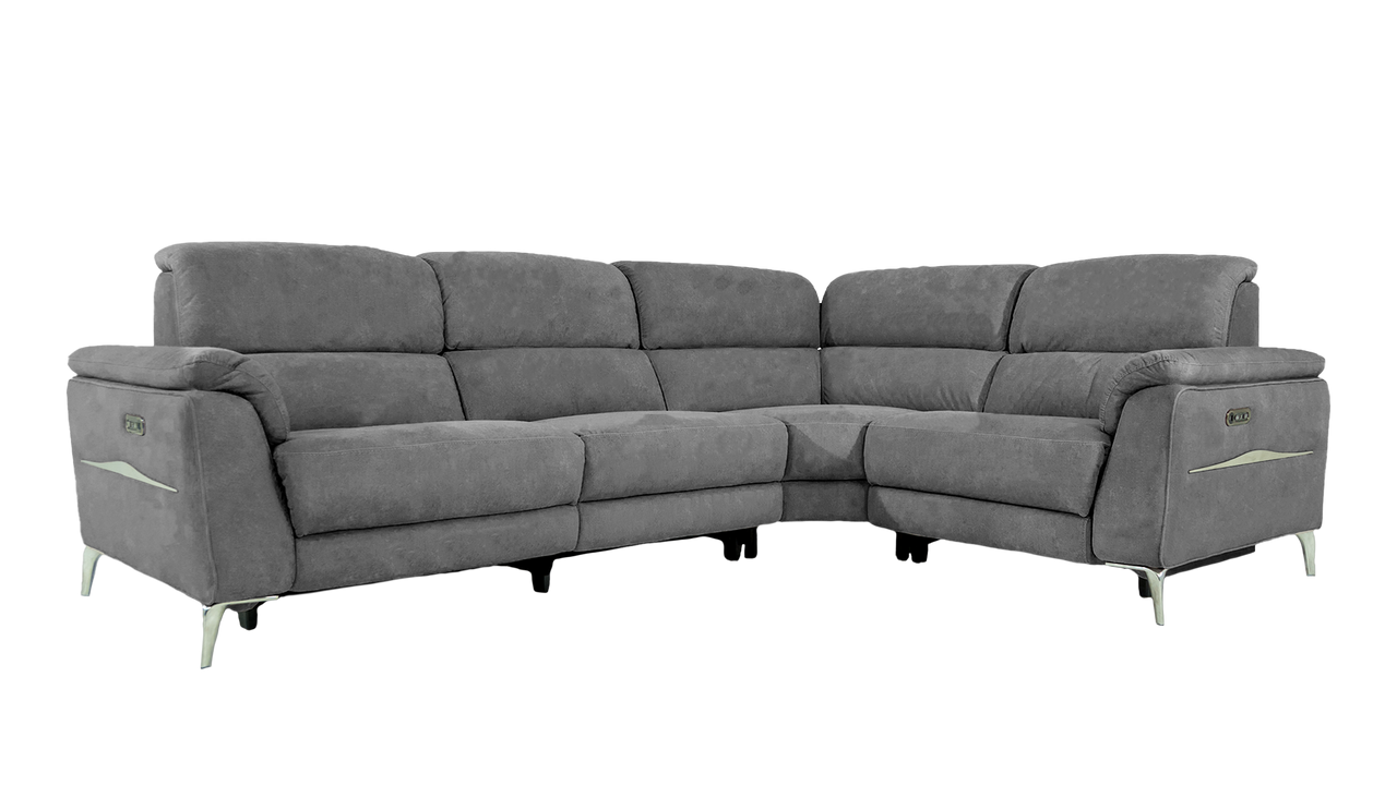 Romeo Power Recliner Fabric Corner Sofa with Power Headrests