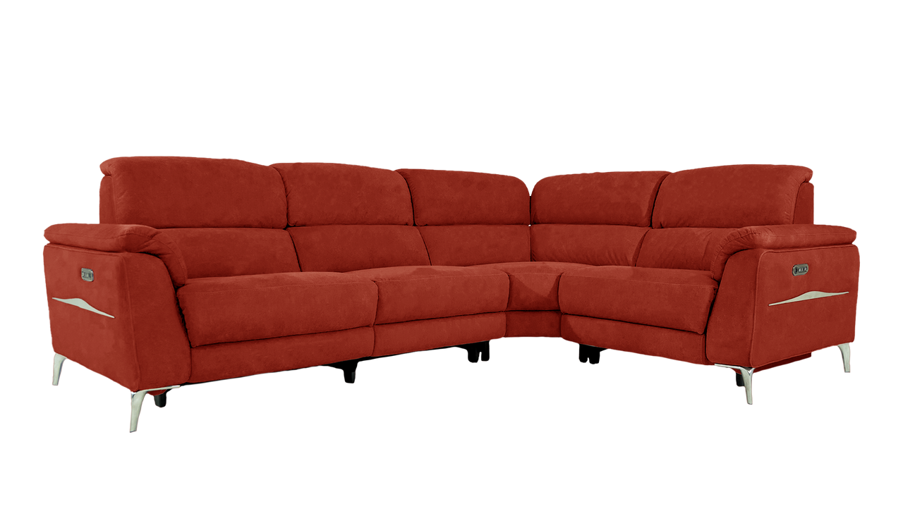 Romeo Power Recliner Fabric Corner Sofa with Power Headrests