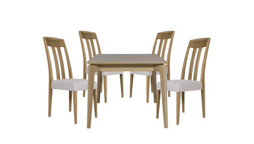Durham Natural Square 0.9m Dining Table & 4 Chairs
