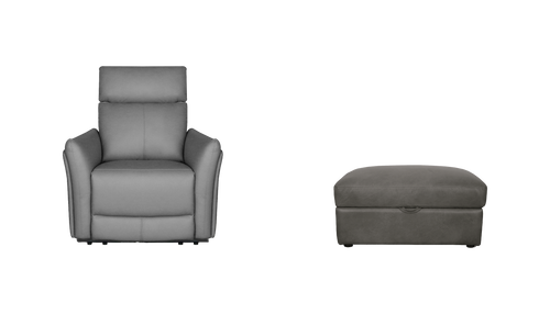 Vogue Power Recliner Chair With Power Headrest And Free Stool - Package Deal
