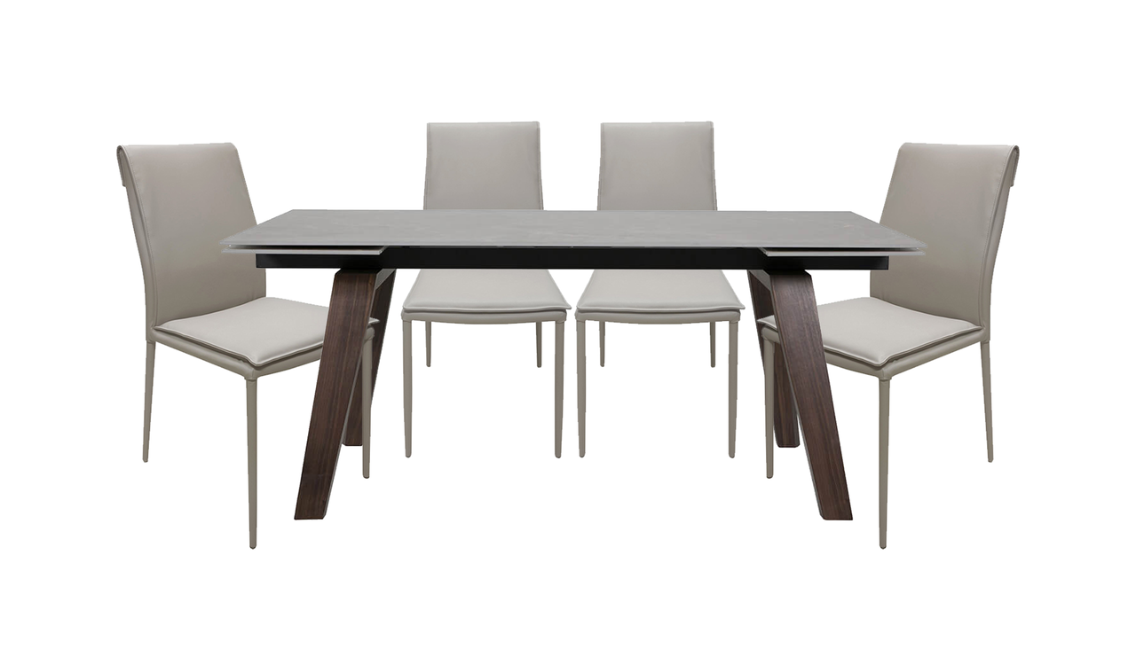 Pierre 1.8m 2.6m Extending Dining Table and 4 Talia Dining Chairs Fabb Furniture