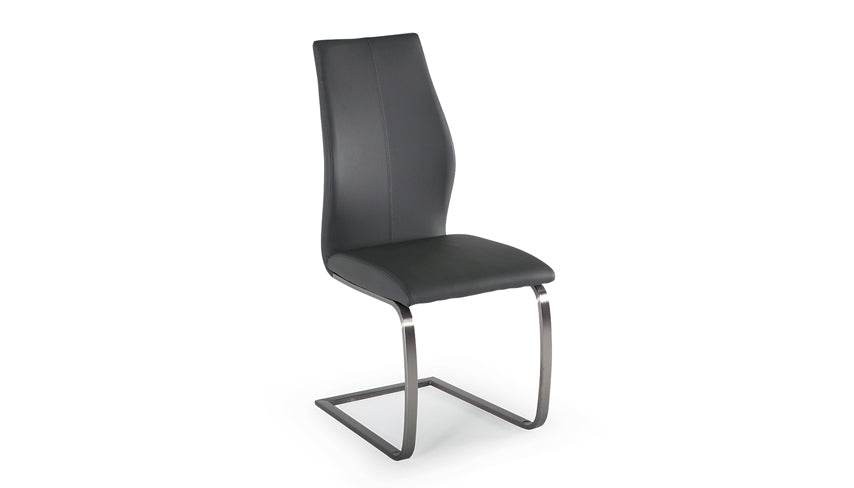 Stockholm Dining Chair with Brushed Steel Legs In Grey