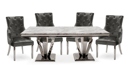 Amour 1.6m Marble Dining Table with 4 Chairs - AHF Furniture & Carpets