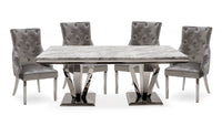 Amour 1.6m Marble Dining Table with 4 Chairs - AHF Furniture & Carpets