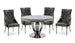 Amour 1.3m Marble Round Dining Table with 4 Chairs - AHF Furniture & Carpets