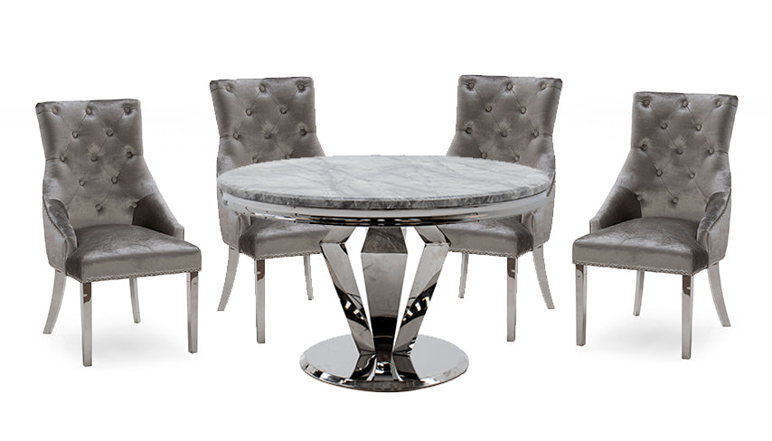 Amour 1.3m Round Dining Table With 4 Chairs