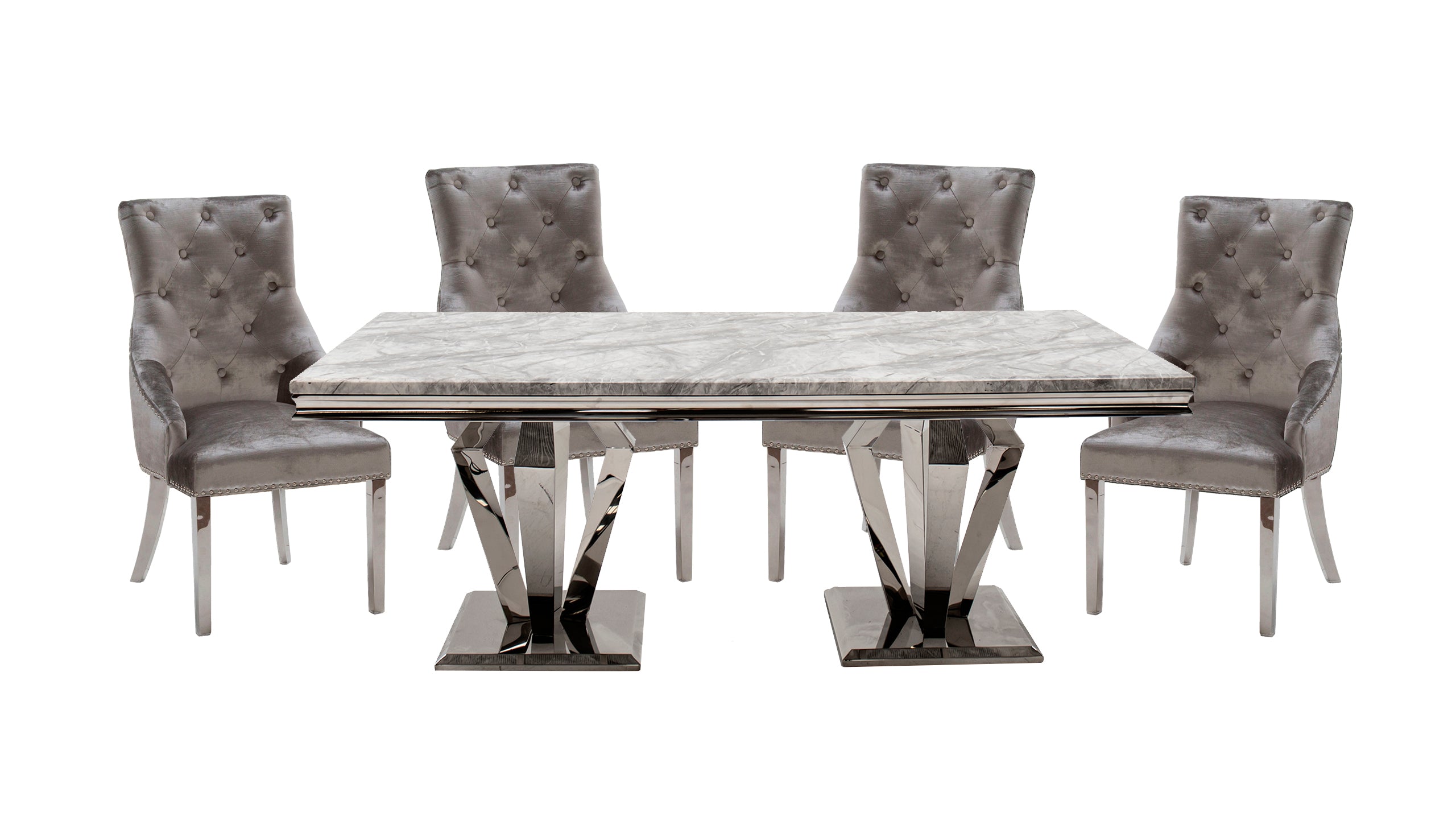 Amour 2m Marble Dining Table with 4 Chairs