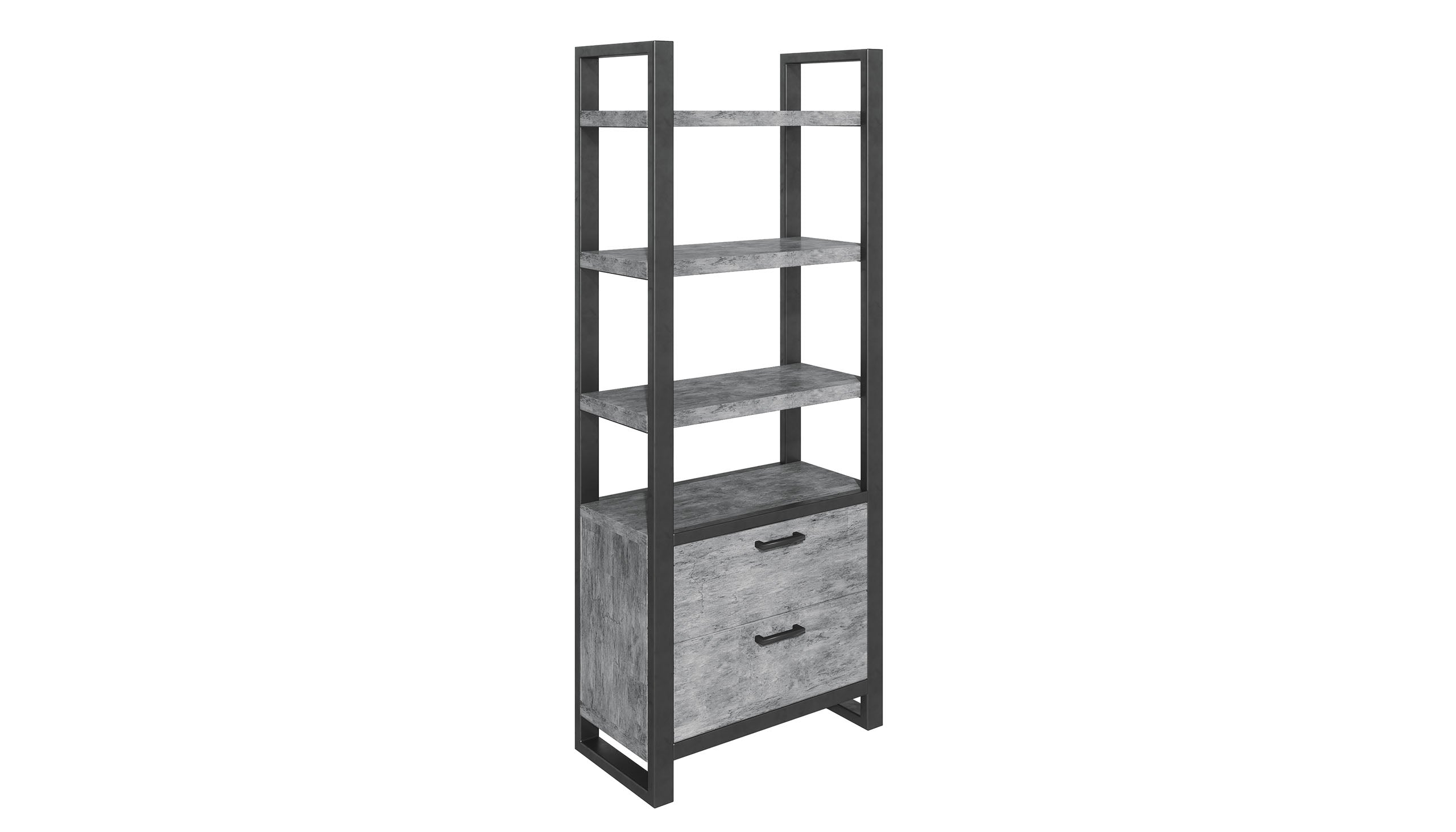 Brooklyn Concrete Bookcase with Drawers