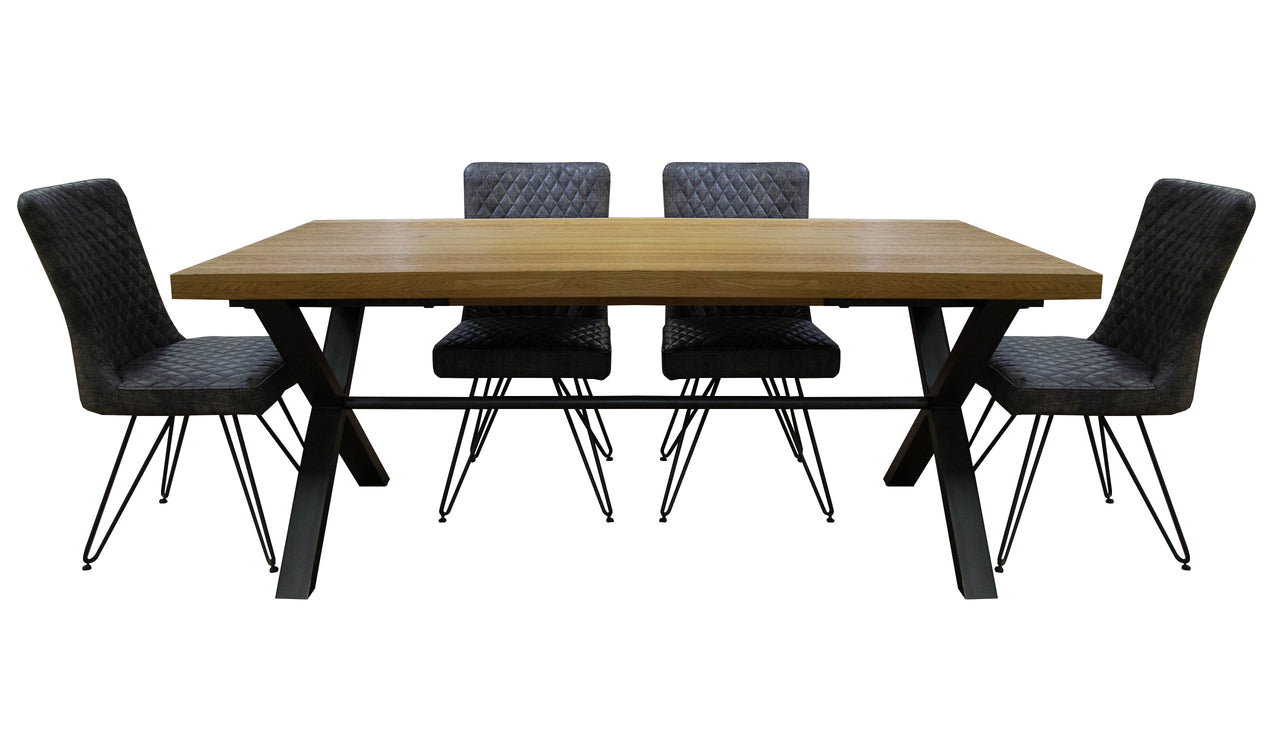 Brooklyn Oak 1.5m Dining Table With 4 Chairs Fabb Furniture