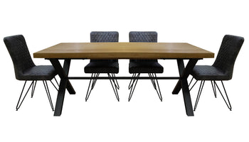 Brooklyn Oak 1.5m Dining Table With 4 Chairs