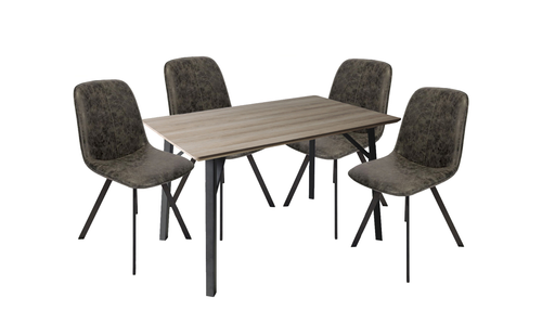 Tetro Grey Wood Effect Dining Table with 4 Tetro Chairs