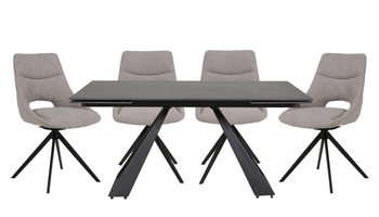 President 1.6m Extending Dining Table With 4 Nixon Swivel Chairs