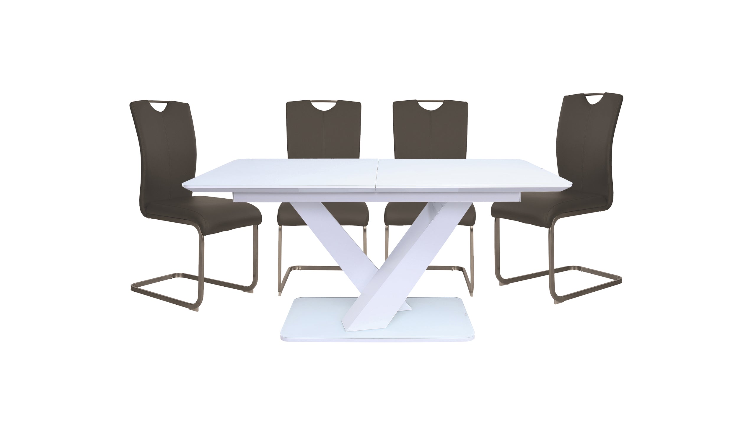 Malmo 1.2m Dining Table in White with 4 Chairs