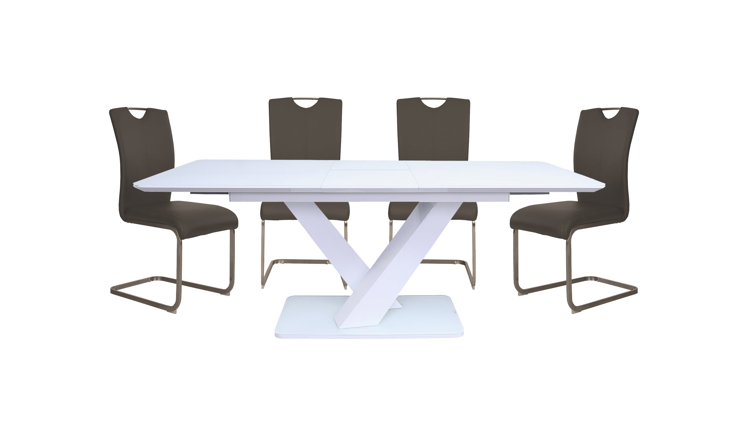 Malmo 1.6m Dining Table in White with 4 Chairs