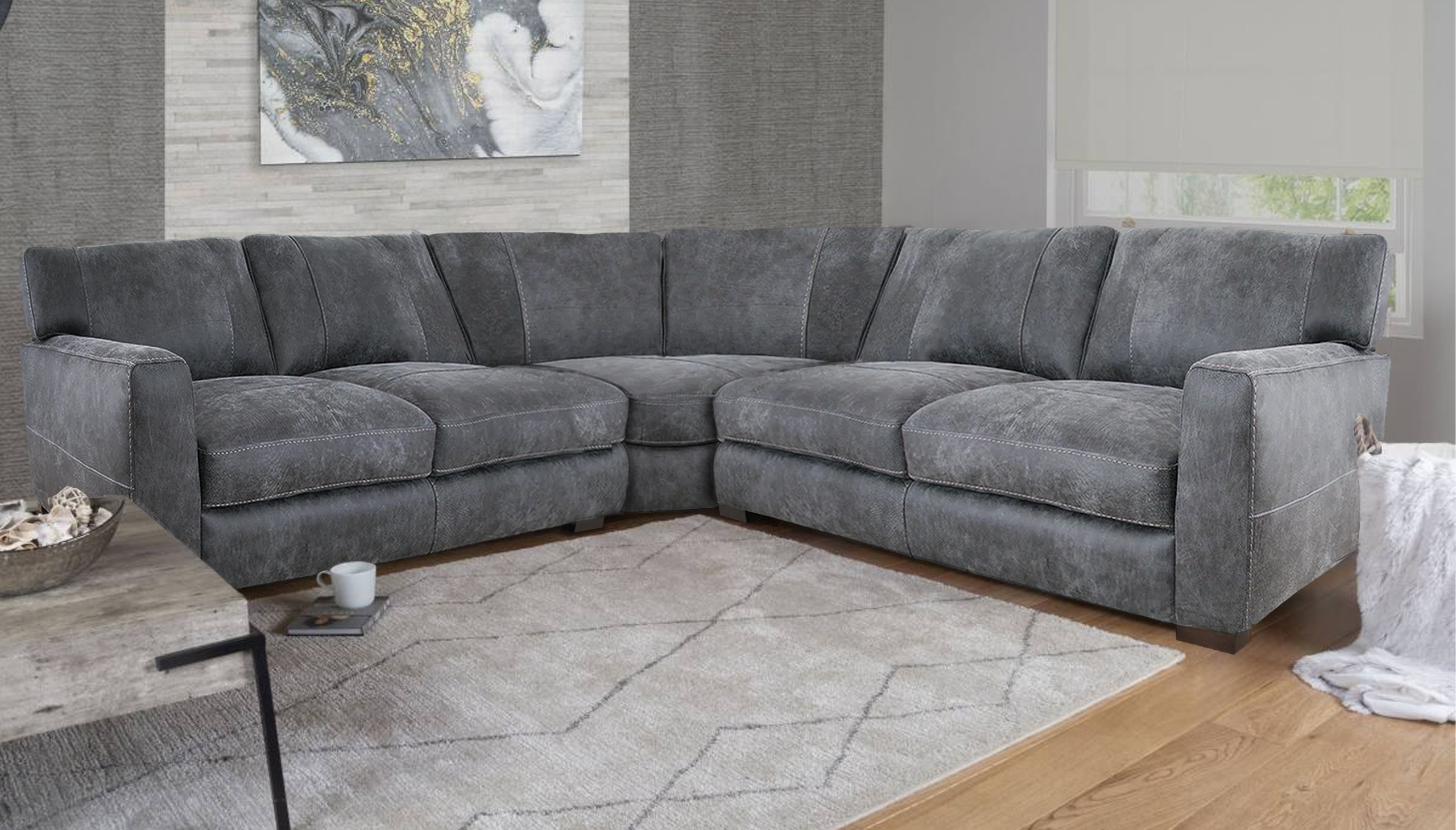 Rome Large Corner Sofa in Leather