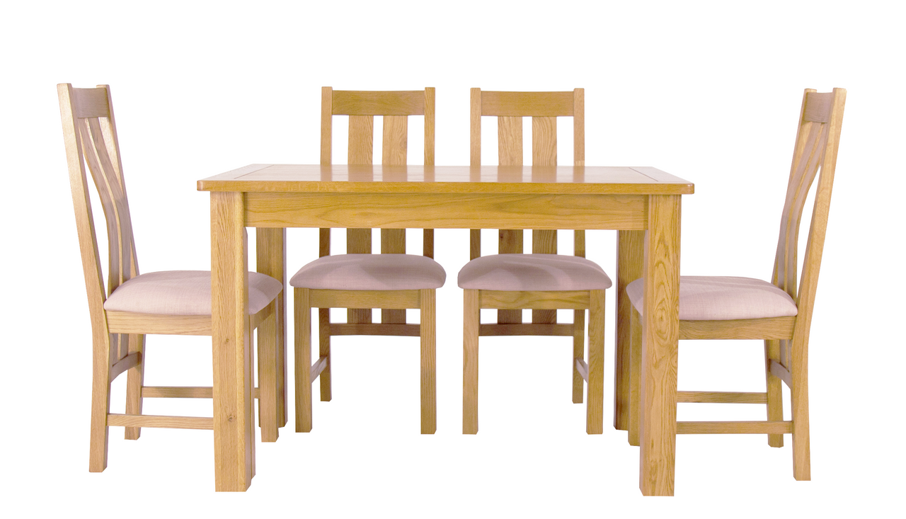 Arlington Oak Fixed Dining Table With 4 Chairs