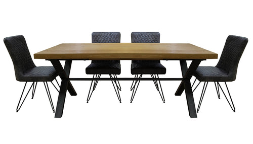 Brooklyn Oak Large Dining Table with 4 Chairs - AHF Furniture & Carpets