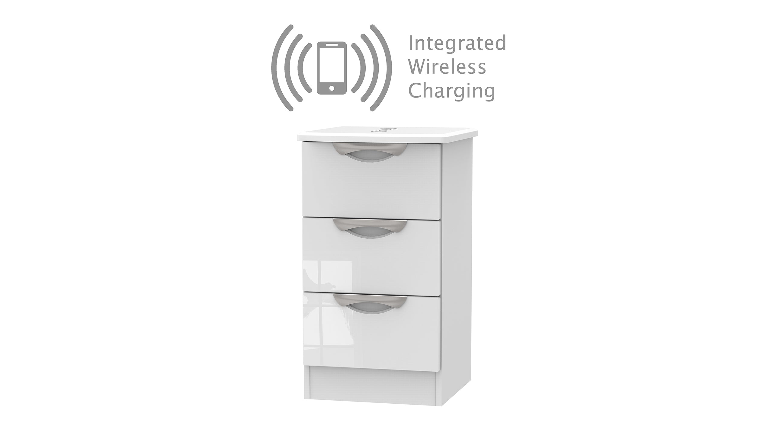 Moda 3 Drawer Bedside Chest with Wireless Charger - AHF Furniture & Carpets