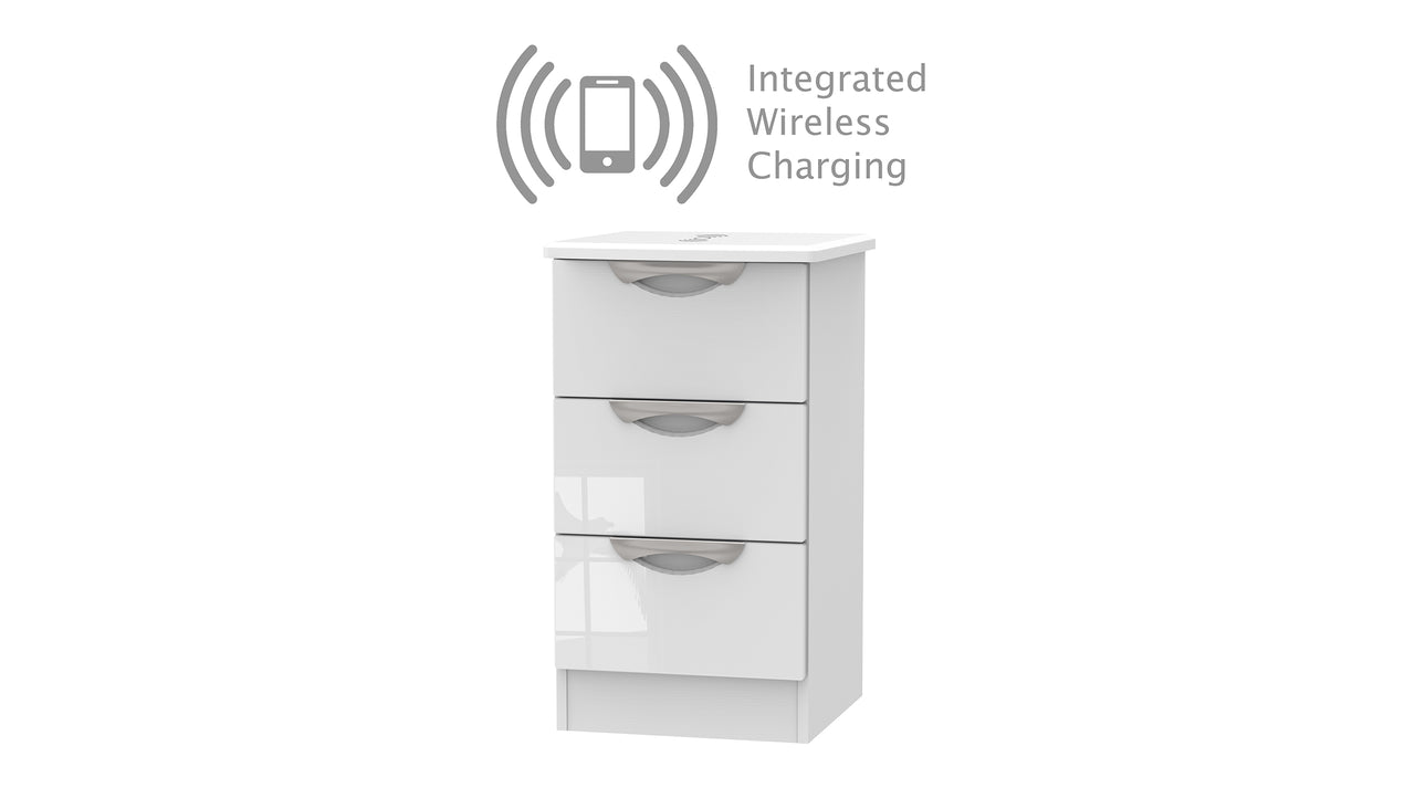 Moda 3 Drawer Bedside Chest with Wireless Charger