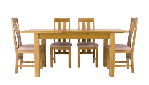 Arlington Oak Extending Dining Table with 4 Chairs - AHF Furniture & Carpets