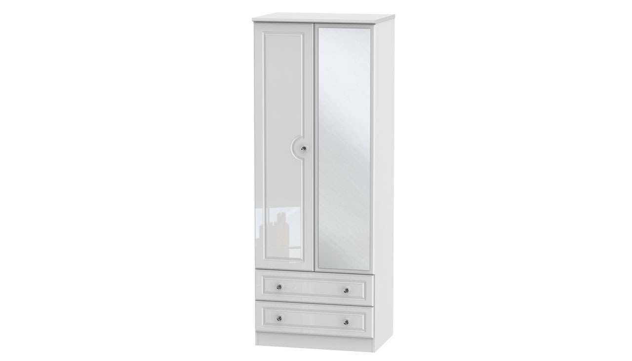 Ferndale Tall Double Wardrobe With Mirrors And 2 Drawers