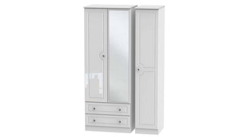 Ferndale Tall Triple Wardrobe With Mirrors And 2 Drawers - AHF Furniture & Carpets
