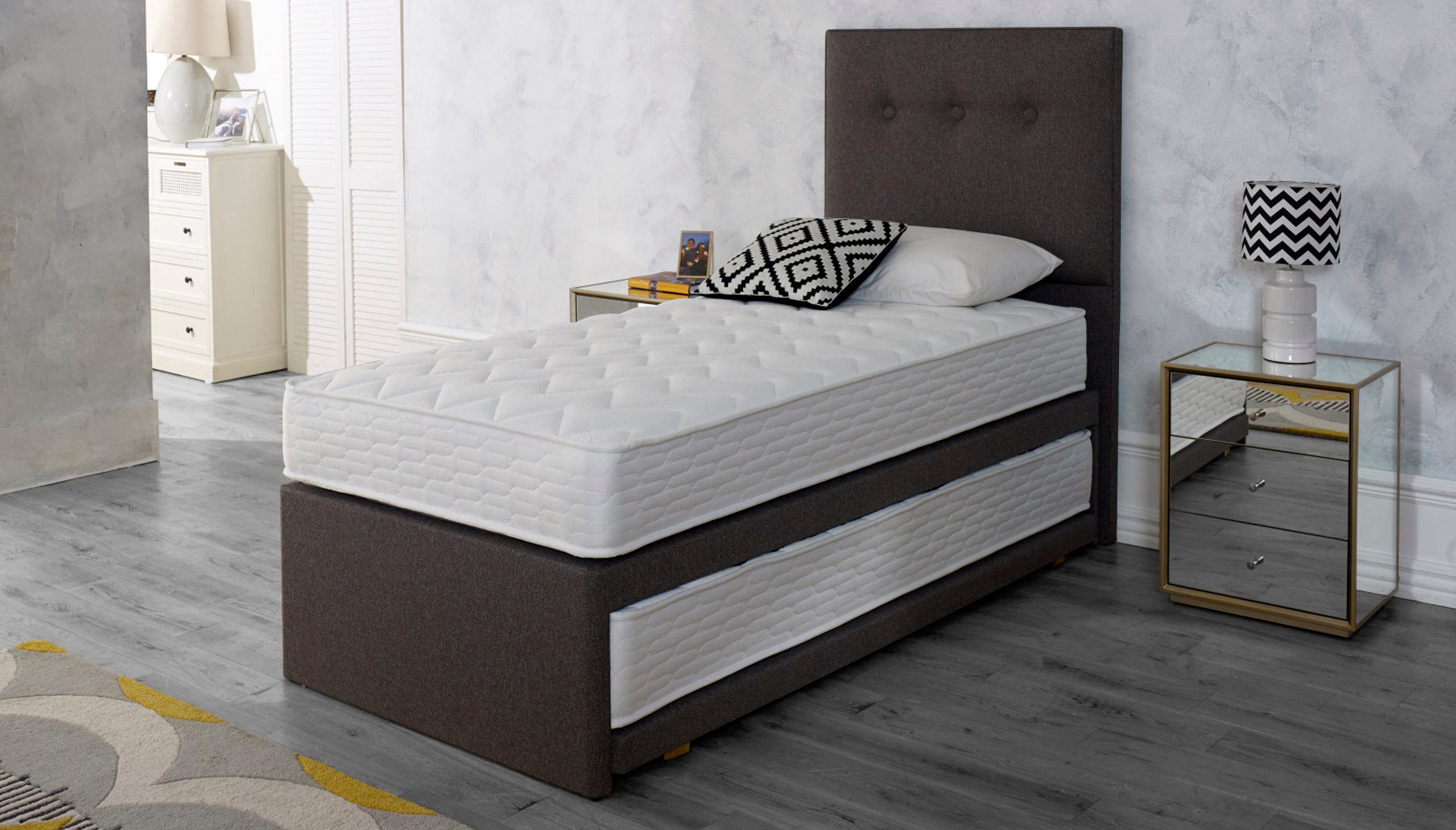 Tandem Guest Bed with Pocket Sprung + Open Coil Mattress