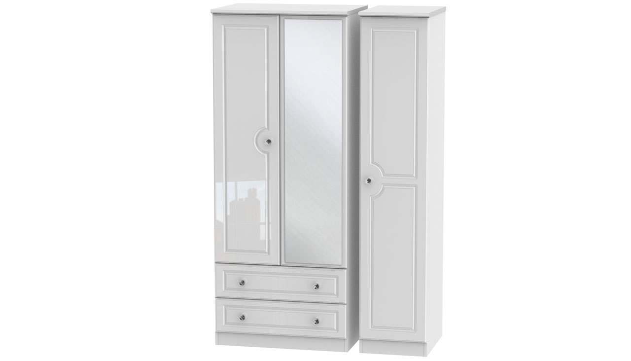 Ferndale Triple Wardrobe With Mirrors And 2 Drawers